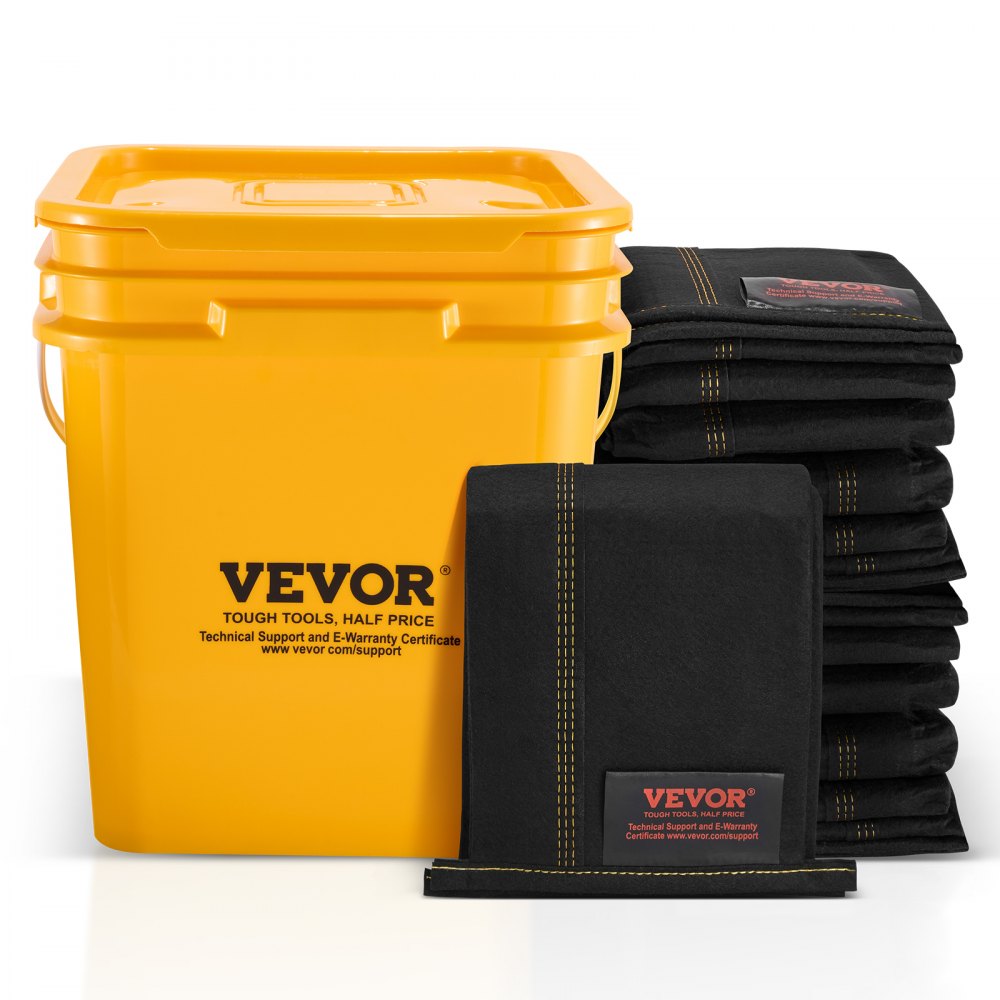 VEVOR Flood Barriers, Water Flood Dam Bags, 5 Pack, Water Barriers for Floods with Plastic Bucket, Water Activated Flood Barriers for Home, Door, Driveway (3060 x 155mm)