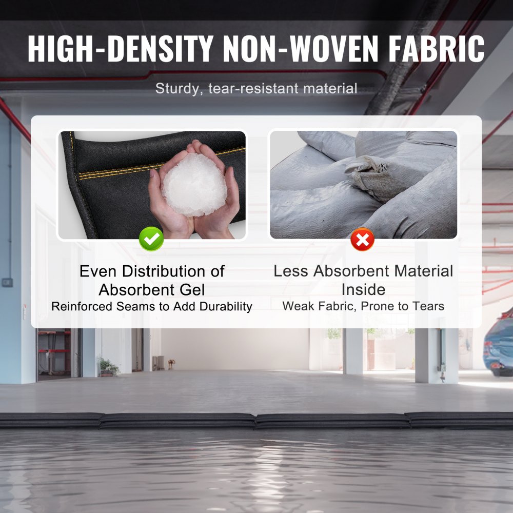 VEVOR overstromingsbarrières, waterdamzakken, 10 stuks, waterbarrières tegen overstromingen met plastic emmer, watergeactiveerde overstromingsbarrières voor huis, deur en oprit (1530 x 155 mm)