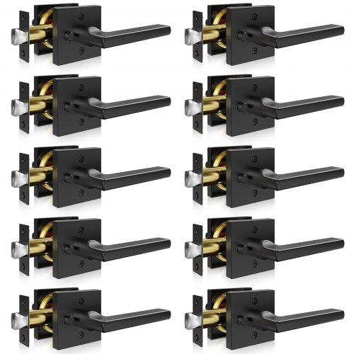 VEVOR 10-delig deurbeslag Compatibele deurdikte 35-45 mm Deurkruk van zinklegering Deurkruk ZONDER blokkeerfunctie Deurknop 60/70 mm Verstelbare krukset 160 x 140 x 65 mm Mat zwart