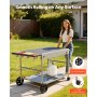 VEVOR Outdoor Grillwagen 925x595x25 mm (tafelbladformaat), verrijdbare grilltafel met 4 kruidenbakjes, wielen, deksels en haken, grillvoorbereidingstafel/serveerwagen voor picknick, keuken en tuin