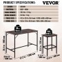 VEVOR bar table with bar stool set, dining group, bar table (1200 x 600 x 900 mm) with 2 bar stools (each 400 x 300 x 650 mm), industrial design, for dining room, living room, vintage brown counter table