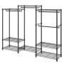 VEVOR Mobiele kledingrek, draagvermogen 362 kg, vrijstaande kledingrek 174 x 180 x 45 cm, 3 kledingstangen, multifunctioneel 8-laags, voor slaapkamer, wasruimte, kleedkamer