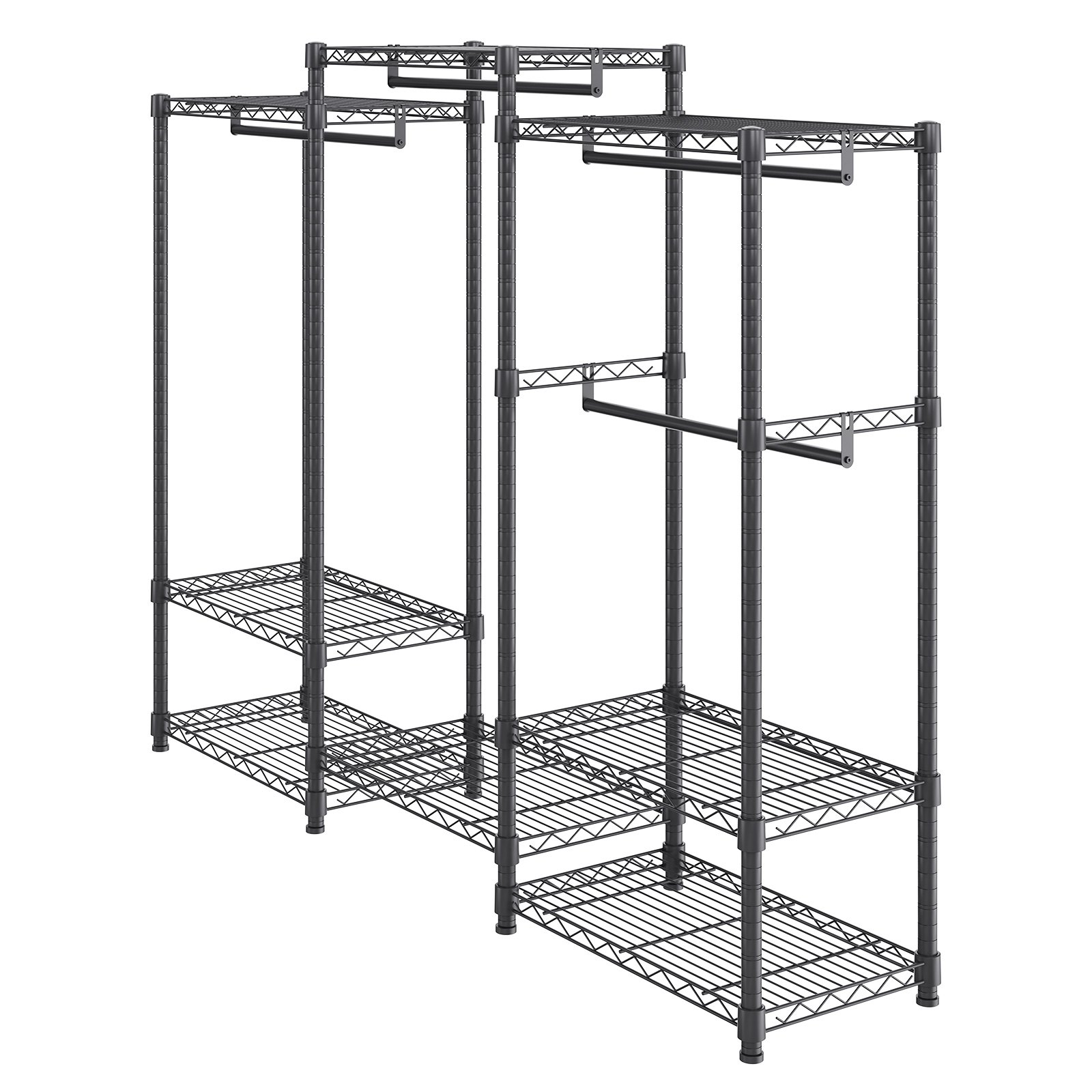 VEVOR Mobiele kledingrek, draagvermogen 362 kg, vrijstaande kledingrek 174 x 180 x 45 cm, 3 kledingstangen, multifunctioneel 8-laags, voor slaapkamer, wasruimte, kleedkamer