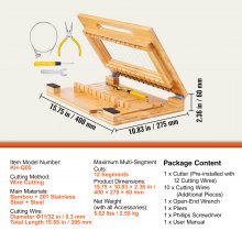 VEVOR Zeepsnijder Multifunctionele zeepsnijder 12 perfecte 2,5 cm dikke zeepstaven Handgemaakte zeep DIY-gereedschap 395 mm snijdraad, roestvrijstalen zeepbladen Kaarsen, kaas, chocolade enz.