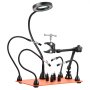 VEVOR Soldeerhulp Derde Hand, Magnetisch Soldeerstation, met 3x LED-vergrootlamp, 4 printplaathouders en 360-graden heteluchtpistoolhouder, Basisstation voor reparaties, knutselen en hobby's
