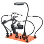 VEVOR Soldeerhulp Derde Hand, Magnetisch Soldeerstation, 4-armig handgereedschap, met bankschroef, 3x LED-vergrootlamp, 4 PCB-houders en 360-graden heteluchtpistoolhouder