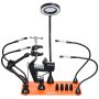 VEVOR Soldeerhulp Derde Hand, Magnetisch Soldeerstation, 4-armig handgereedschap, met bankschroef, 3x LED-vergrootlamp, 4 PCB-houders en 360-graden heteluchtpistoolhouder
