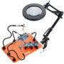 VEVOR Magnetic Helping Hands Soldering Station, 2-In-1 Third Hand Soldering Tool - 3X LED Magnifying Lamp & 5 Flexible Arms, 6 PCB Holders, Heavy-Duty Base Station for Electronic Repair Craft Hobby