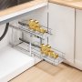 VEVOR Uitschuifbare 2-laags onder-gootsteen keukenkast organizer (183x533x81 mm) Kruidenrek Keukenplank Opbergrek Organizer voor Keuken Badkamer 245x563x485 mm (Installatiemaat)