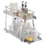 VEVOR Uitschuifbare 2-laags onder-gootsteen keukenkast organizer (183x533x81 mm) Kruidenrek Keukenplank Opbergrek Organizer voor Keuken Badkamer 245x563x485 mm (Installatiemaat)