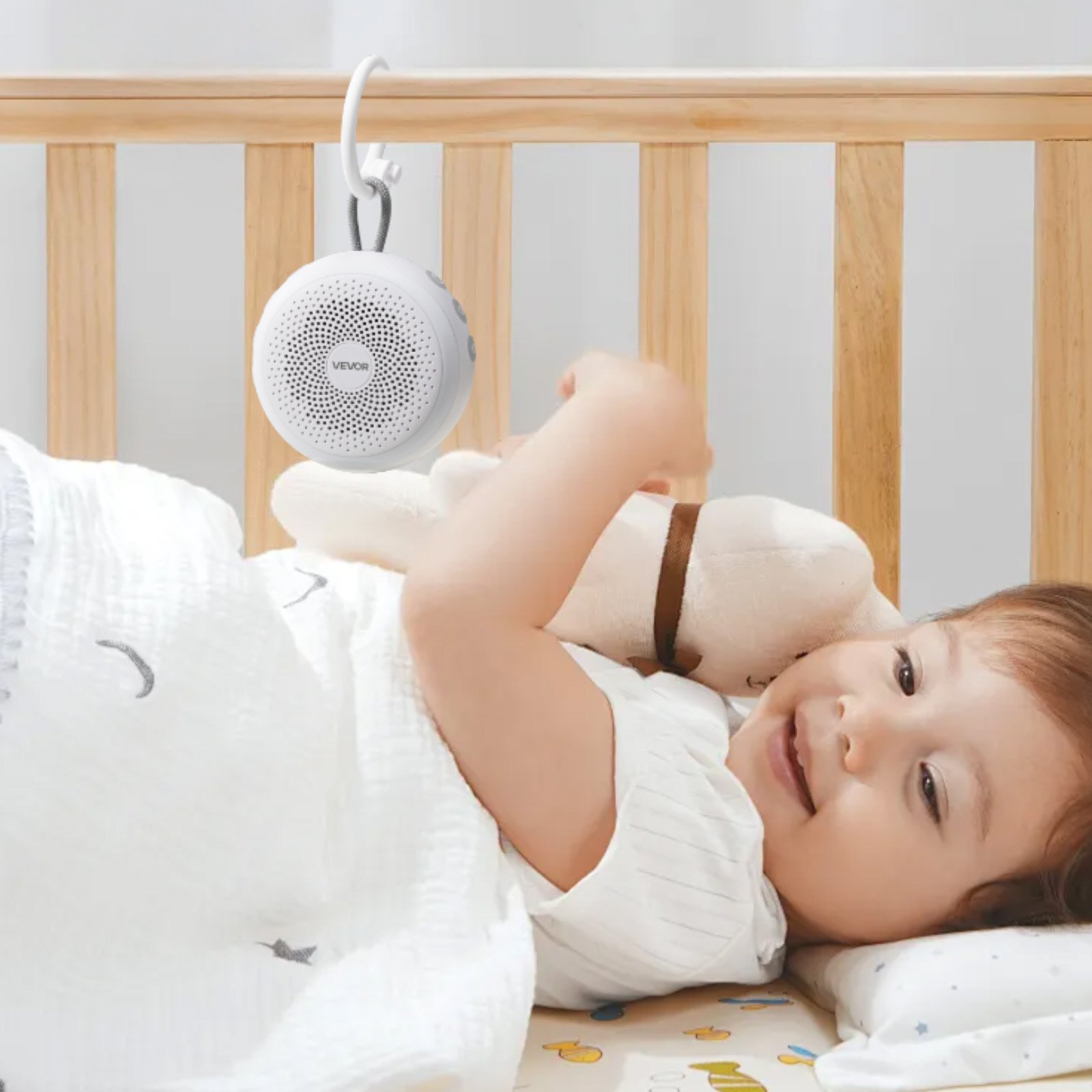 VEVOR Slaaphulpmiddel, White Noise Machine, 20 muzieknummers, 4-in-1 geluidsmachine met White Noise, automatische uitschakeltimer, zachte ringlamp, geheugenfunctie en ouderlijk toezicht, ruismaker