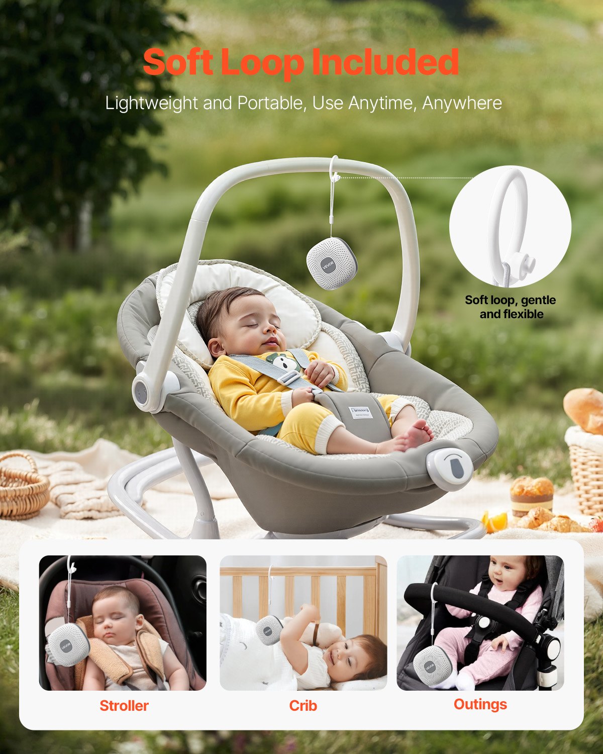 VEVOR Slaaphulpmiddel, White Noise Machine, 21 muzieknummers, 3-in-1 geluidsmachine met White Noise, automatische uitschakeling, zachte ringlamp en geheugenfunctie, ruismaker