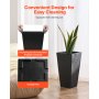 VEVOR Set of 2 Tall Outdoor Planters 22inch, Large Planters For Outdoor Indoor Plants, Black Tapered Square Front Porch Planters Flower Tree Plant Pots with Modern Design and Built-in Drainage