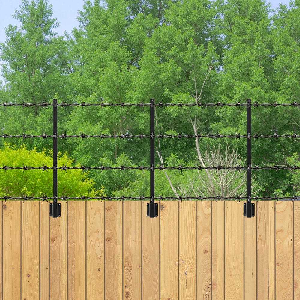 VEVOR Anti-Climb Hekverhoger, 12-pack. Prikkeldraadarm 815x75x45 mm, prikkeldraadafleider, stalen prikkeldraadhouder, vlakke of op het oppervlak gemonteerde verlengarmen voor prikkeldraad.