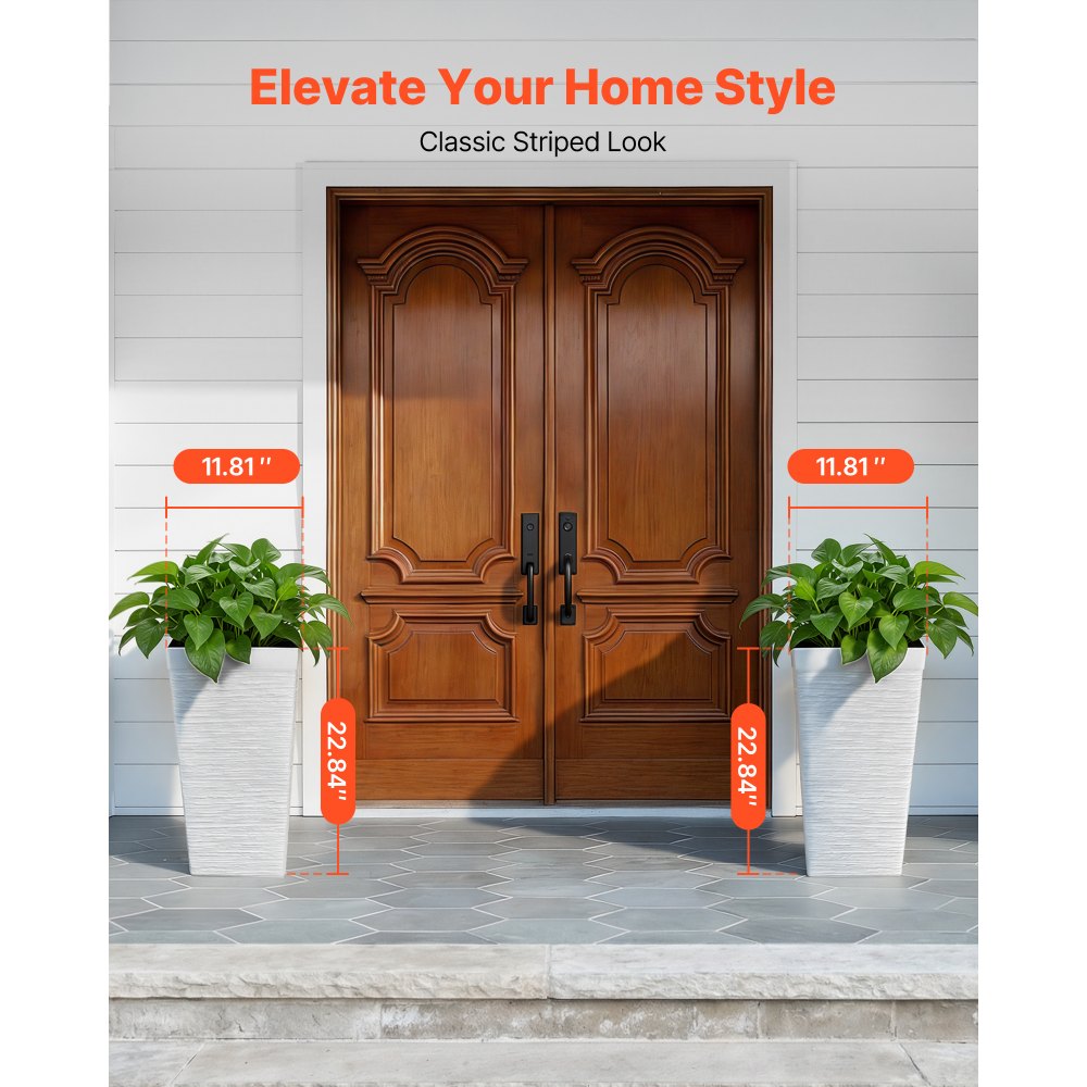 VEVOR Bloempot 300x300x580 mm 2-delige set, bloempot, plantenbak, PP plantenbak met binnenpot en drainagegaten, geschikt voor kamer- en tuinplanten, wit