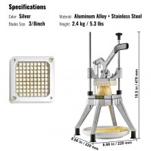 VEVOR Aardappelsnijder Fritessnijder 3/8 Inch, Fritessnijder Groentesnijder Commerciële Chopper Fruitsnijder met 2 Vervangende Messen, RVS Chopper Salade, Fruit