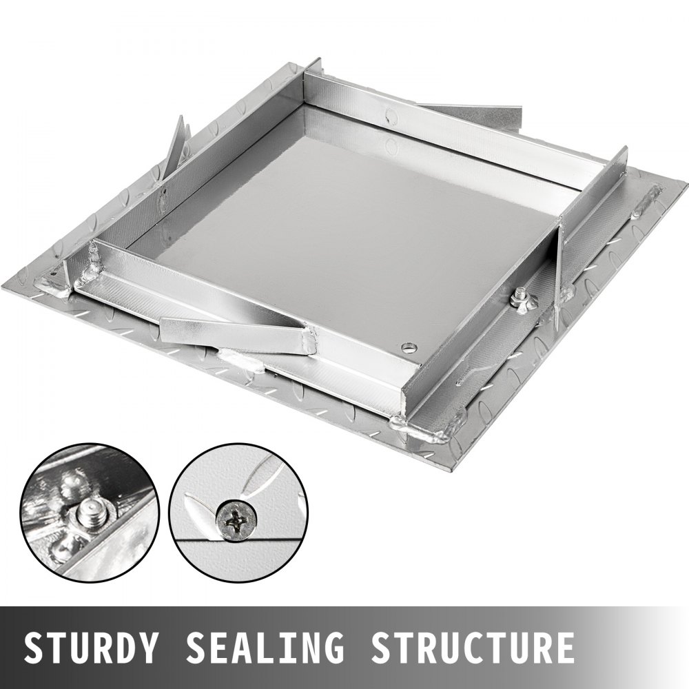 VEVOR Recessed Manhole Cover Covers 30X30 cm Clear Opening, Galvanized Steel Drain Cover Overall Size 37X37 cm, Sealed Square Manhole Covers and Frames Steel Man Hole Cover Lids for Boats and Ships