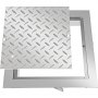 VEVOR Verzonken Putdeksel Doorzichtige Opening 30 x 30 cm Toegangsluik Antislip Totale Framemaat 37 x 37 cm Aluminium Deksel met Hoogte 4 cm en Zilverkleur, voor Binnenvloer van Boten, Schroeven 2