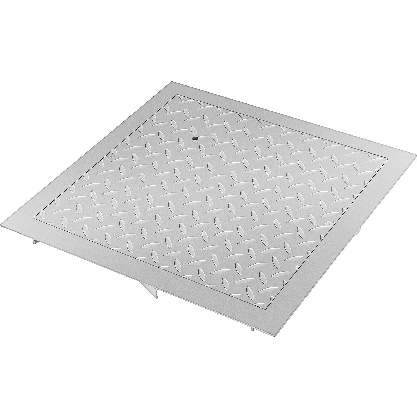 VEVOR Verzonken Putdeksel Doorzichtige Opening 40 x 40 cm Toegangsluik Antislip Totale Framemaat 47 x 47 cm Aluminium Deksel met Hoogte 4 cm en Zilverkleur, voor Binnenvloer van Boten, Schroeven 2