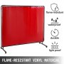 VEVOR 8' x 6' Welding Screen with Frame Red Vinyl Portable Welding Curtain with Wheels Welding Protection Screen