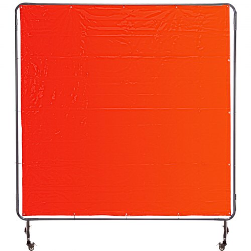VEVOR Lasscherm 183 x 183 cm Lasgordijn Vlambestendig Vinyl Lasscherm Verrijdbaar met 3 Panelen, het Grootste Gebied Reikt tot 15 x 15 cm voor Betere Bescherming, Rood, 8 x Wielset, 56 x Kabelbinders