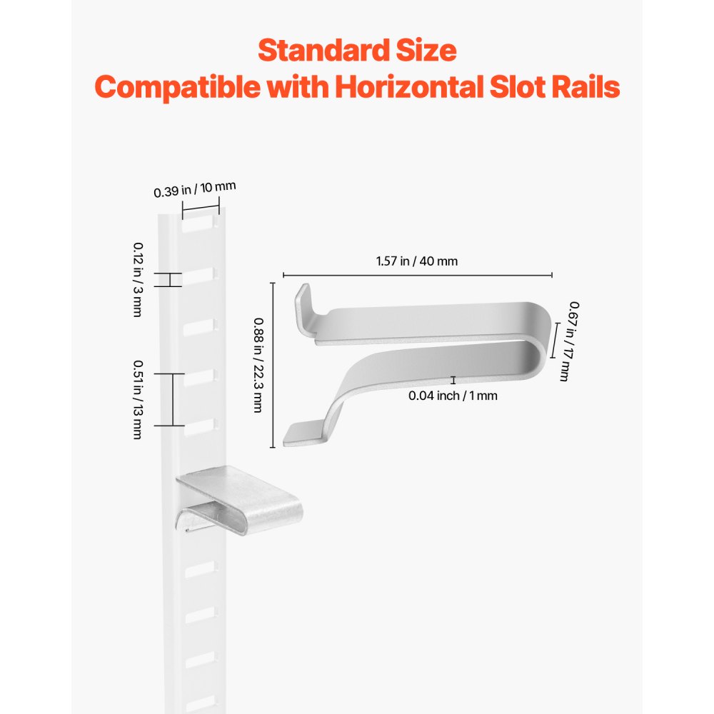 VEVOR Plankdragers, 40 stuks, Pilaster Plankdragers van staal ter ondersteuning van metalen, houten en glazen planken, geschikt voor kasten, boekenplanken, schoenenrekken, zilver
