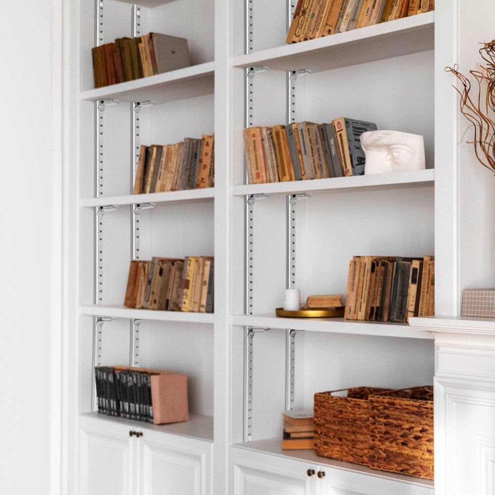 VEVOR Plankdragers, 40 stuks, Pilaster Plankdragers van staal ter ondersteuning van metalen, houten en glazen planken, geschikt voor kasten, boekenplanken, schoenenrekken, zilver