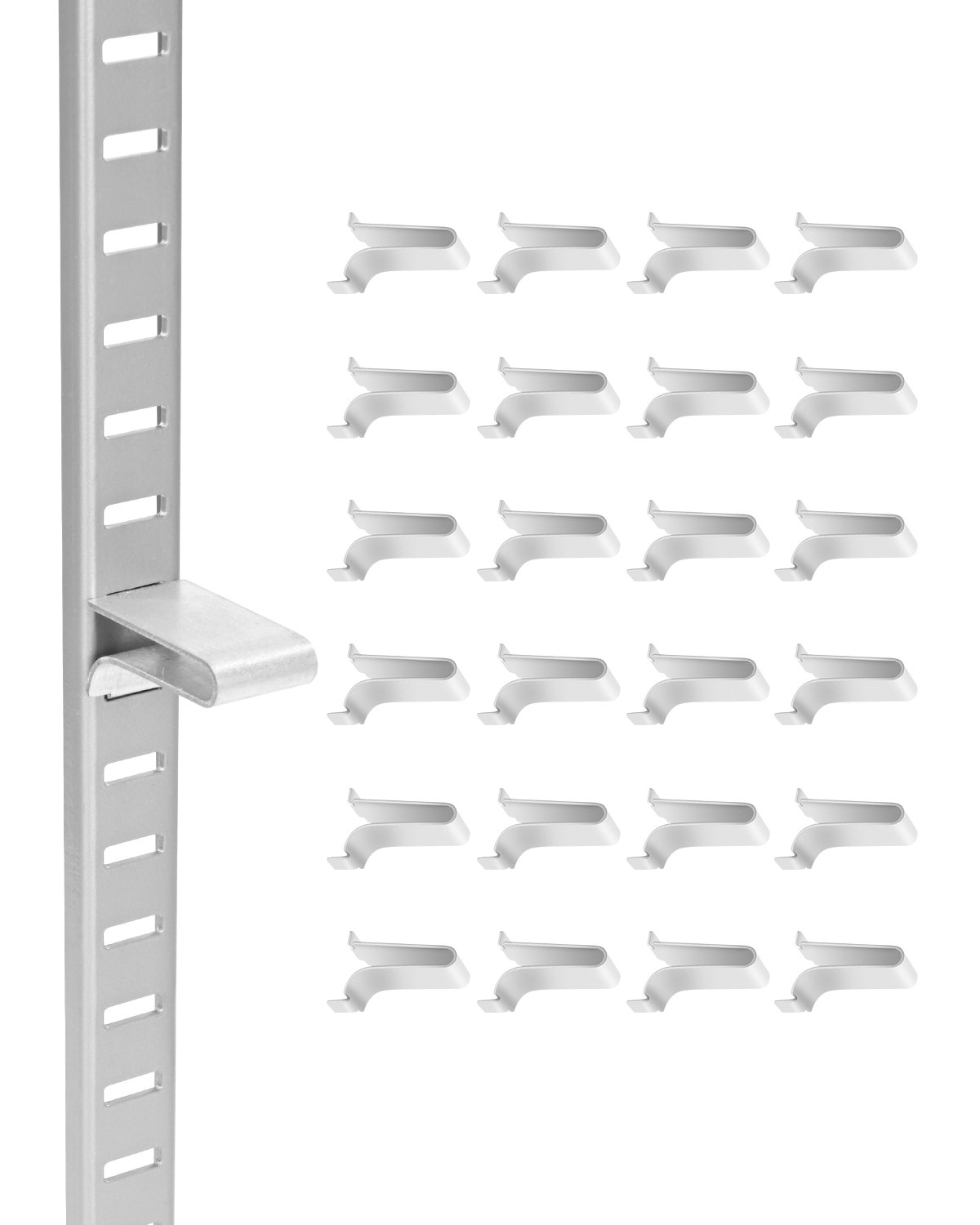 VEVOR Plankdragers, 40 stuks, Pilaster Plankdragers van staal ter ondersteuning van metalen, houten en glazen planken, geschikt voor kasten, boekenplanken, schoenenrekken, zilver