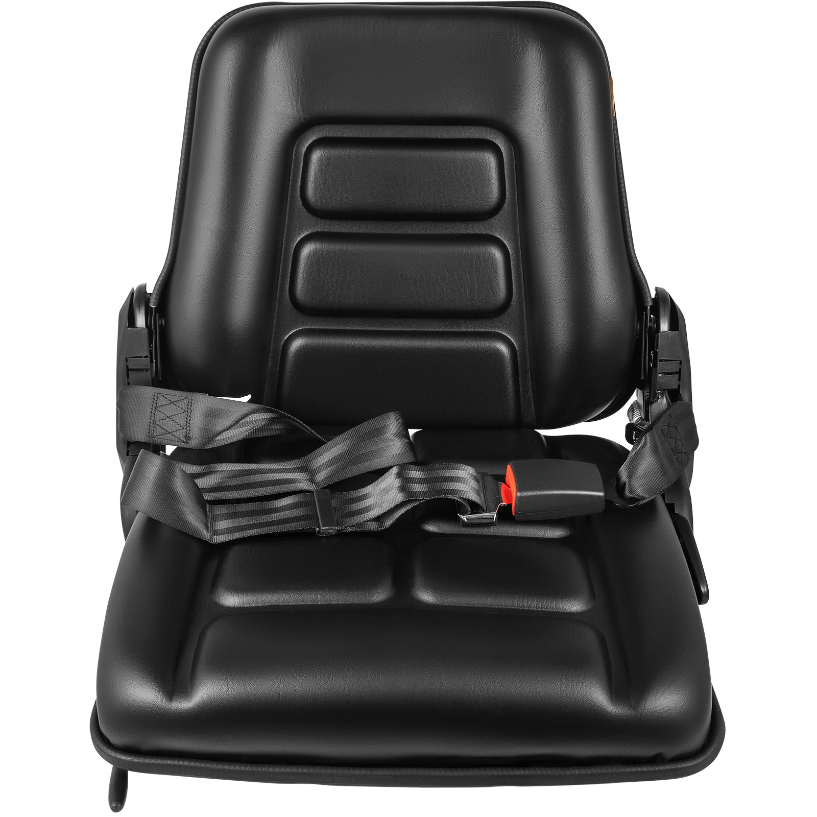 VEVOR Universal Tractor Seat, High Back, Folding Forklift Seat with Retractable Seat Belt, Adjustable Backrest and Slide Rail Waterproof PVC Mower Seat, Fit Excavator, Forklift, Skid Loader, Black