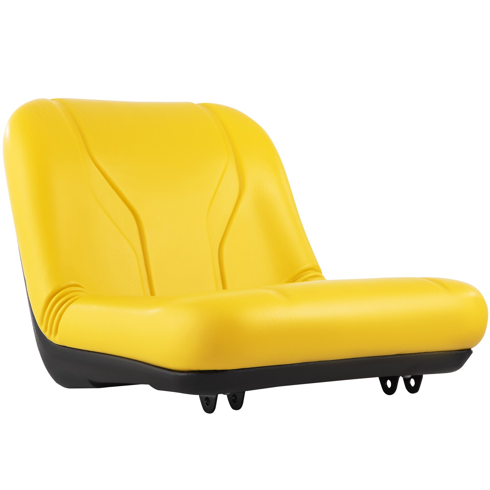 VEVOR Universal Tractor Seat, Industrial High Back, PVC Lawn and Garden Mower Seat Replacement, Drain Hole Steel Frame Compact Forklift Seat, Compatible with Excavator, Mower, Forklift, Yellow