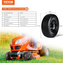 VEVOR grasmaaierbanden met velg, 11x4-7 inch tubeless tractorbanden, 2-pack banden- en wielmontage, lekbestendige PU-band, 3,4 inch gecentreerde naaf, 3/4 inch dopmaat