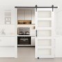VEVOR Sliding Barn Door, 813 x 2134mm, High-Strength MDF Panel and Glass, Barn Door with Hardware Kit, Water-Proof PVC Surface, Easy to Install, H-Frame, Smoothly and Quietly Sliding for Living Room