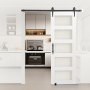 VEVOR schuifdeursysteem in schuurstijl (762 x 2134 mm) gemaakt van zeer sterk MDF-paneel en matglas, schuurdeur met beslagset en waterdicht PVC-oppervlak en H-frame voor badkamers
