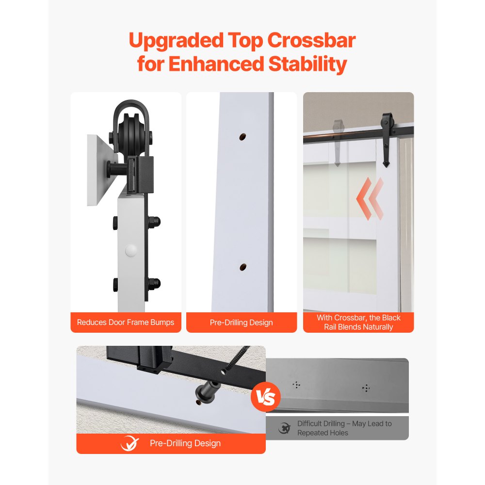 VEVOR Schuifdeursysteem (914 x 2134 mm) Gemaakt van zeer sterke MDF-platen en matglas, schuurdeur met bevestigingsset en waterdicht PVC-oppervlak en H-frame voor badkamer