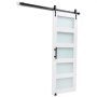 VEVOR Schuifdeursysteem (914 x 2134 mm) Gemaakt van zeer sterke MDF-platen en matglas, schuurdeur met bevestigingsset en waterdicht PVC-oppervlak en H-frame voor badkamer