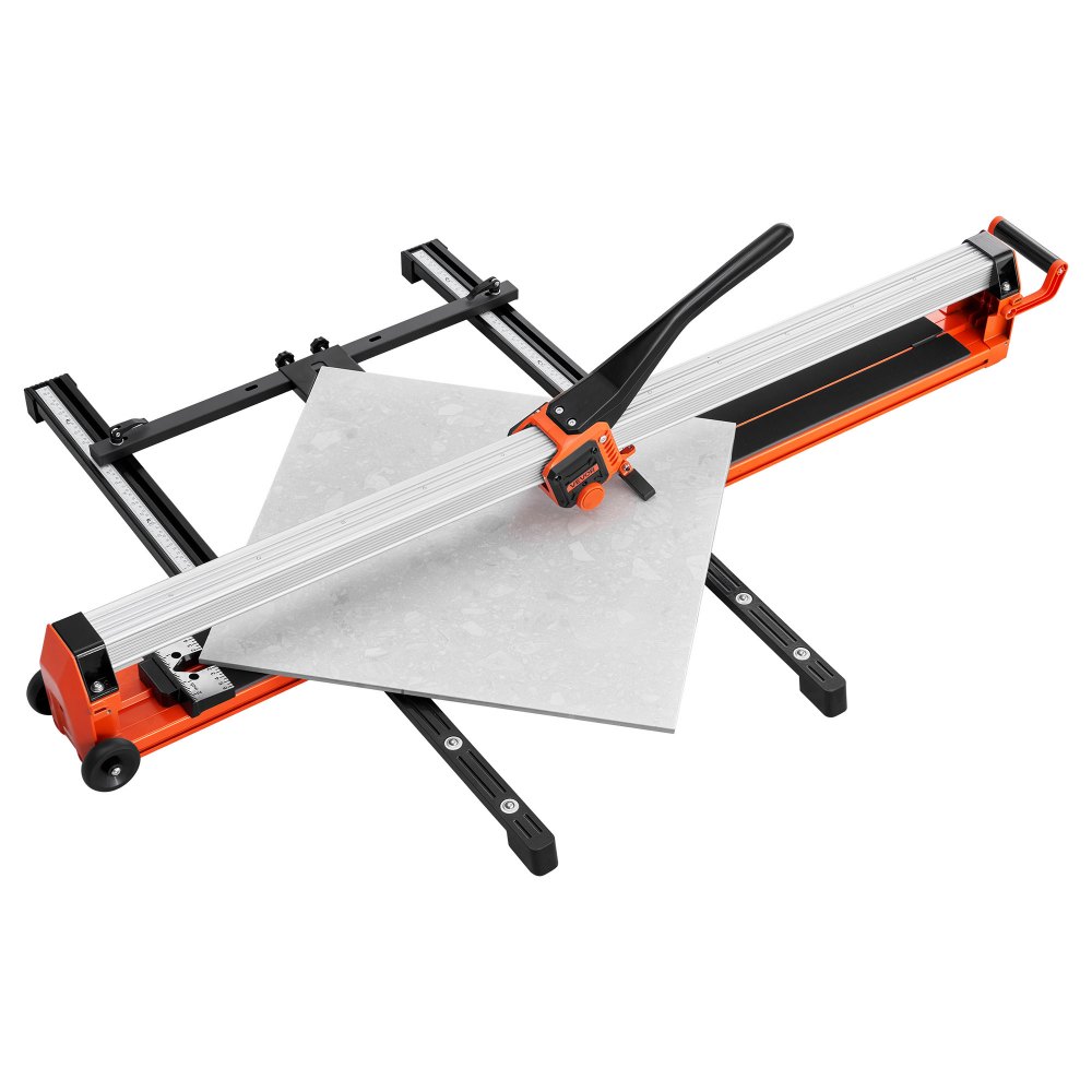 VEVOR 47.2-Inch Manual Tile Cutter, Upgraded Rail and Sliding Head, Precision Alignment Guide, Tungsten Carbide Cutting Wheel, Support Legs with Swivel Wheels, for DIY Pros, Ceramic, Floor, Wall Tiles