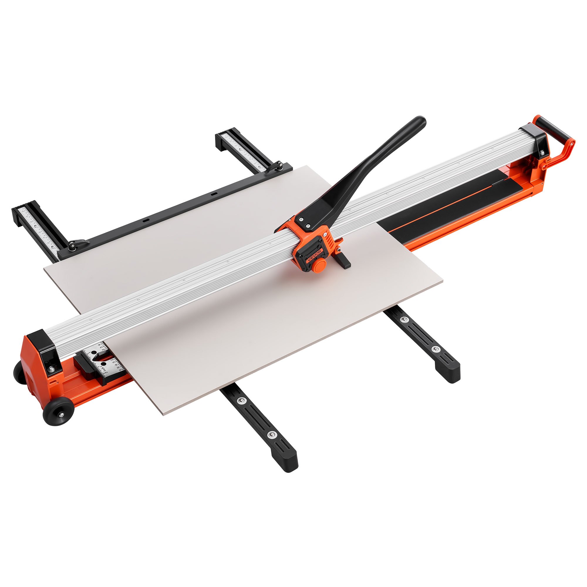 VEVOR 47.2-Inch Manual Tile Cutter, Upgraded Rail and Sliding Head, Precision Alignment Guide, Tungsten Carbide Cutting Wheel, Support Legs with Swivel Wheels, for DIY Pros, Ceramic, Floor, Wall Tiles