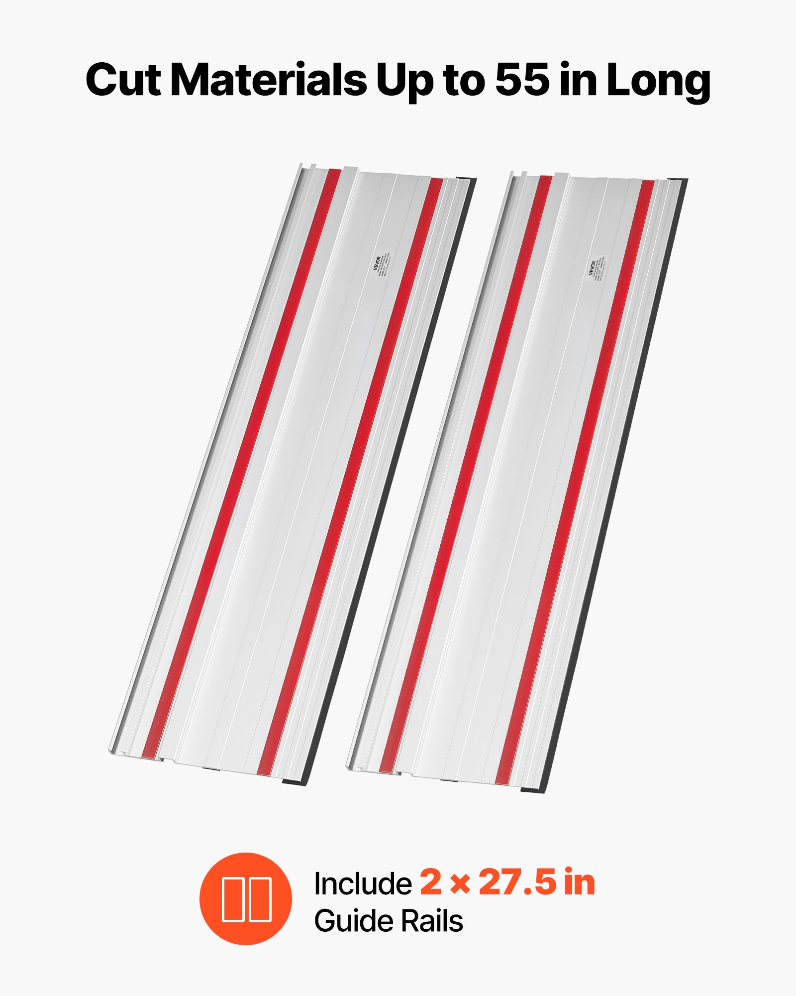 VEVOR geleiderail voor handcirkelzagen, inclusief 2 x 700 mm aluminium cirkelzaagrails en 1 connector, compatibel met diverse merken invalzagen, voor houtbewerkingsprojecten.