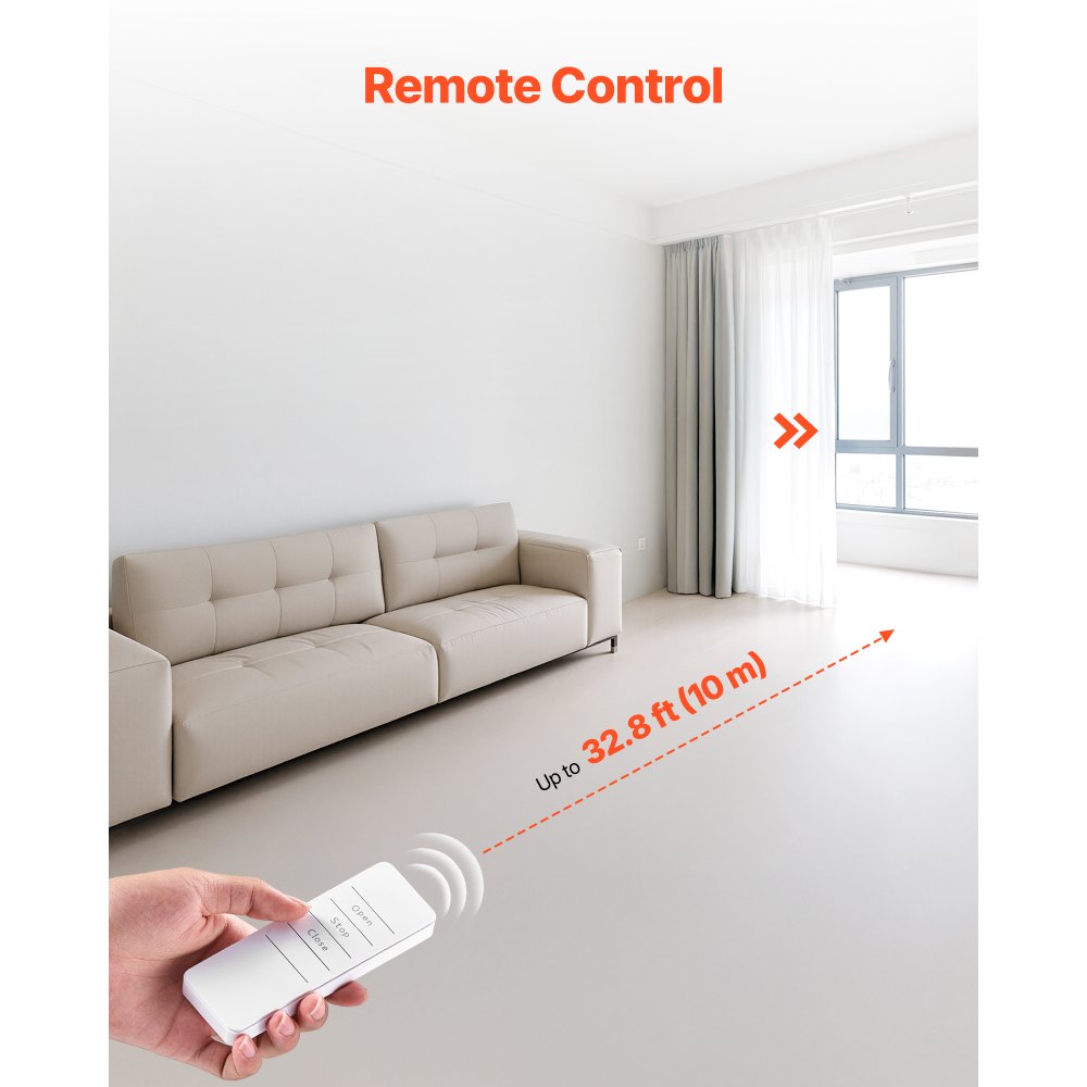 VEVOR automatische gordijnopener (bediening via app en afstandsbediening), elektrische gordijnopener, compatibel met Alexa en Google Home, met stille modus en timer, voor Romeinse gordijnroeden.