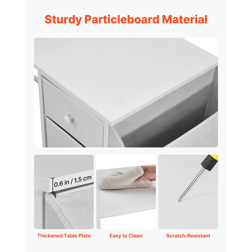 VEVOR Computerbureau (tafelblad 120 x 50 cm), moderne werktafel met stoffen lades en een draagvermogen van 99 kg en opberghaken voor thuiskantoor, studeerkamer, woonkamer, wit