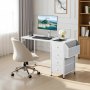 VEVOR Computerbureau (tafelblad 120 x 50 cm), moderne werktafel met stoffen lades en een draagvermogen van 99 kg en opberghaken voor thuiskantoor, studeerkamer, woonkamer, wit