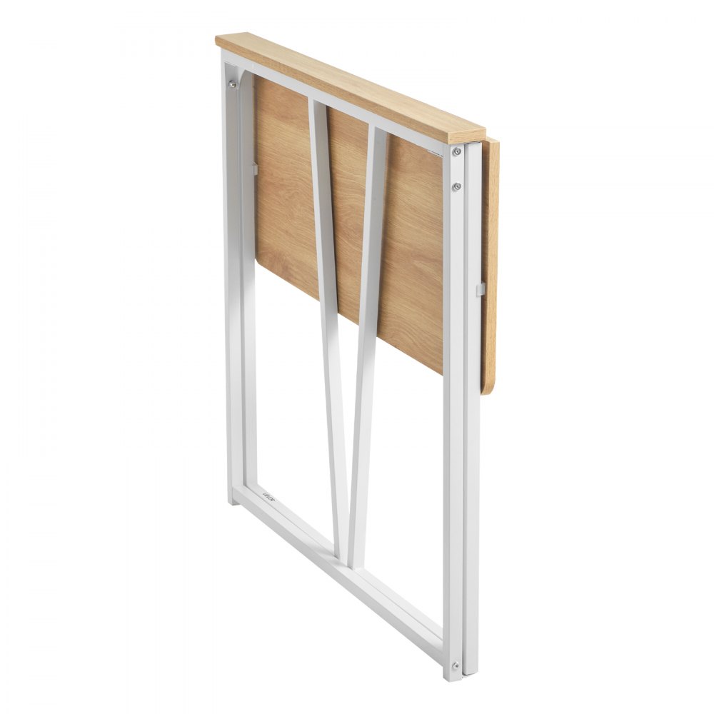 VEVOR Folding Desk, 80 cm Small Foldable Table for Compact Spaces, Space Saving Computer Table, Sturdy Particleboard with Storage Hooks, Writing Workstation for Home Office, Easy Assembly, Oak