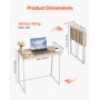 VEVOR Folding Desk, 80 cm Small Foldable Table for Compact Spaces, Space Saving Computer Table, Sturdy Particleboard with Storage Hooks, Writing Workstation for Home Office, Easy Assembly, Oak