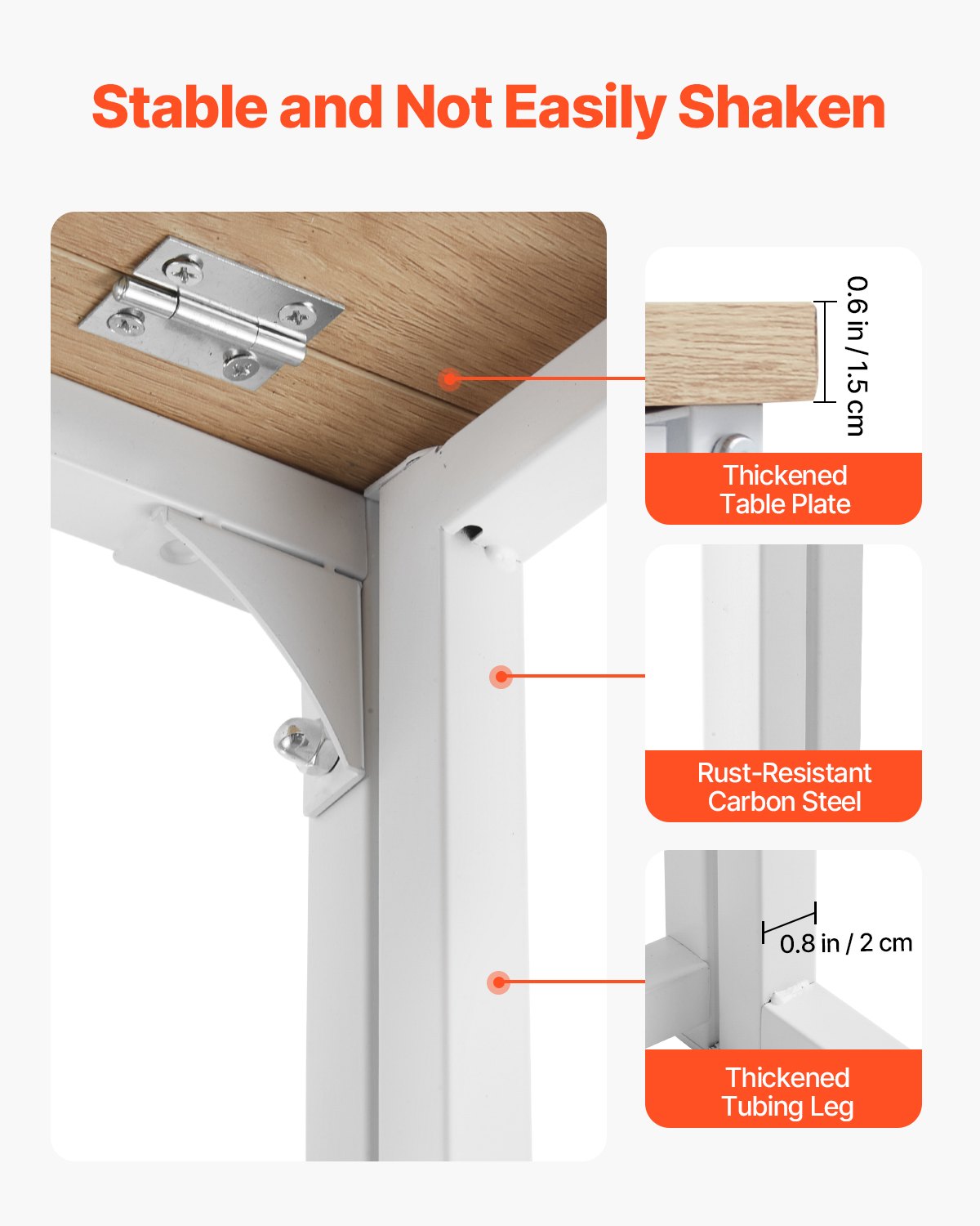 VEVOR klein opvouwbaar bureau, opvouwbaar bureau 80 x 48 cm (tafelblad), ruimtebesparend computerbureau met opberghaken, kantoorbureau met een draagvermogen van 68 kg, eikenhout voor compacte ruimtes, thuiskantoor