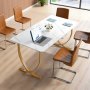 VEVOR Computerbureau Kantoortafel (160 x 80 cm Tafelblad), Moderne Werktafel met Metalen Frame en 158 kg Draagvermogen voor Thuiskantoor Studeerkamer Slaapkamer Woonkamer, Witgoud