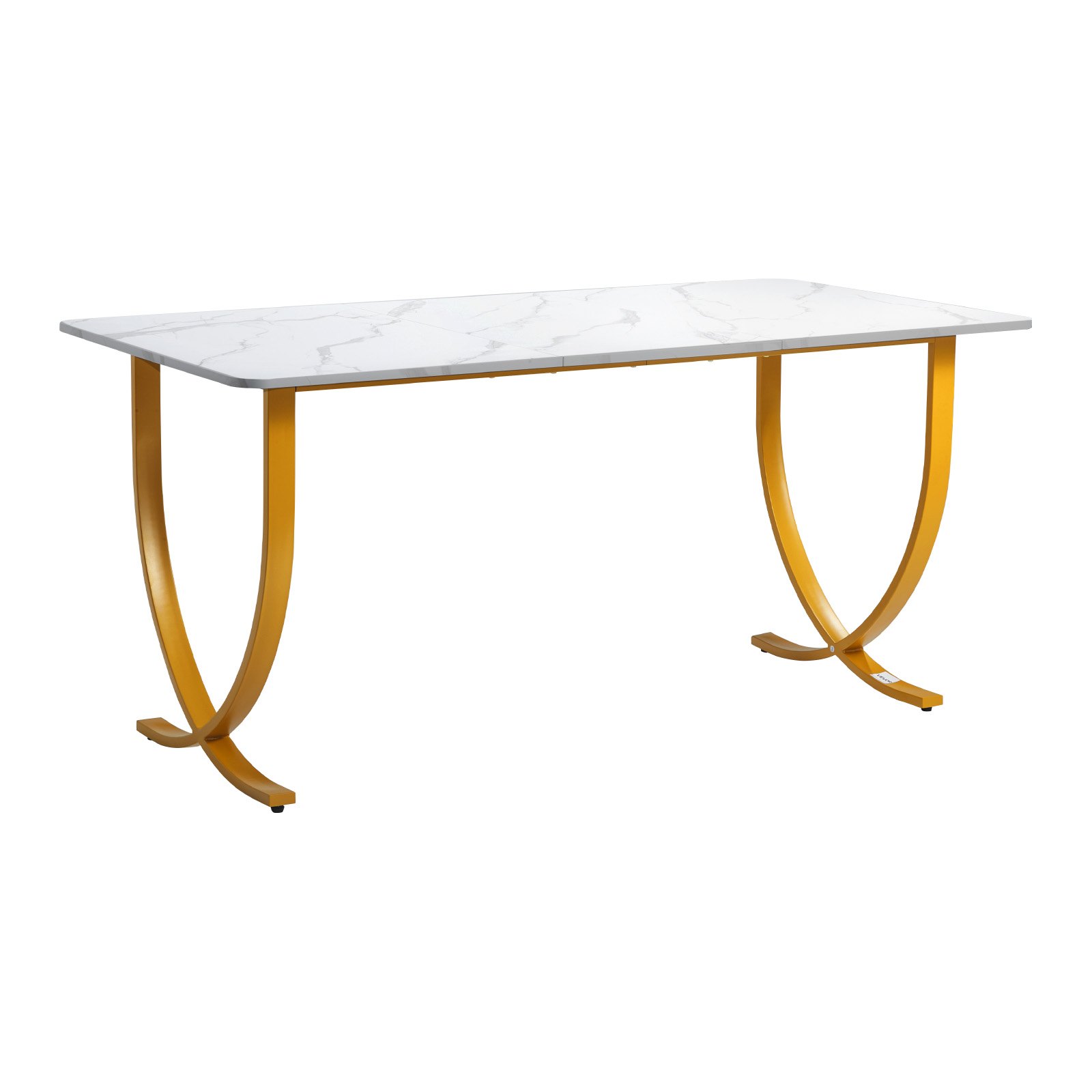VEVOR Computerbureau Kantoortafel (160 x 80 cm Tafelblad), Moderne Werktafel met Metalen Frame en 158 kg Draagvermogen voor Thuiskantoor Studeerkamer Slaapkamer Woonkamer, Witgoud