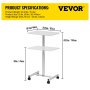 VEVOR Mobile Laptop Desk, 76 cm to 110 cm, Height Adjustable Rolling Laptop Desk with Gas Spring Riser, Swivel Casters and Hook, Home Office Computer Table for Standing or Sitting, White