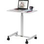 VEVOR Mobile Laptop Desk, 76 cm to 110 cm, Height Adjustable Rolling Laptop Desk with Gas Spring Riser, Swivel Casters and Hook, Home Office Computer Table for Standing or Sitting, White