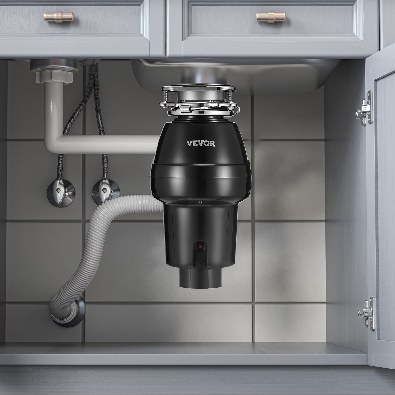 VEVOR Keukenafvalvermaler, Keukenafvalvermaler, 1/2 PK, Vermalingssysteem voor voedselresten, Bevestiging met 3 schroeven, 3820 RPM, Huishoudelijke afvalvermaler, Afvalverwerking, Voedselresten