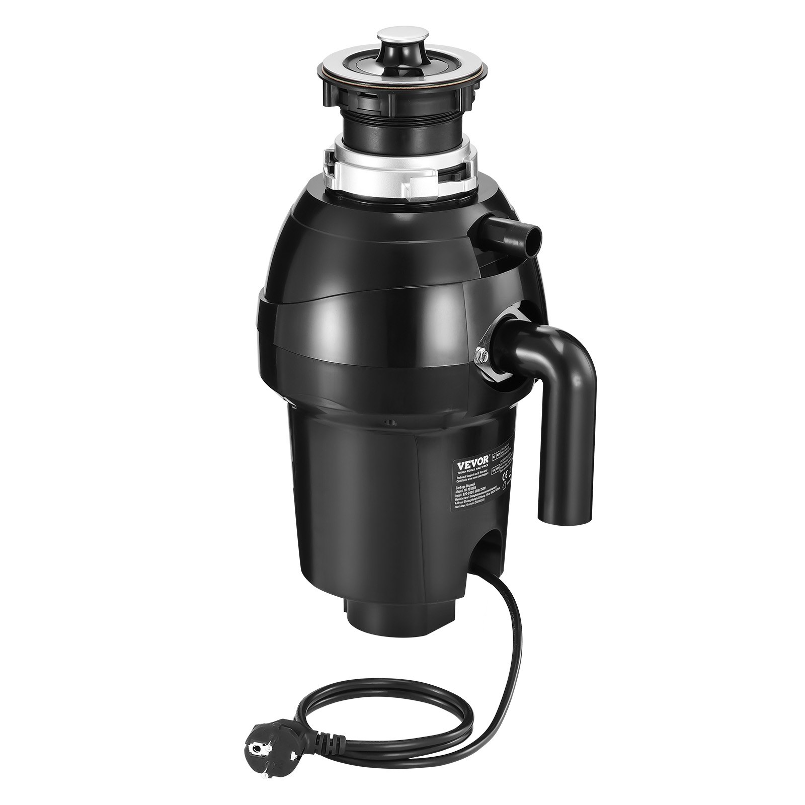 VEVOR Keukenafvalverwijderaar, Keukenafvalvergruizer, 1 PK, Voedselrestenvergruizingssysteem, Eenvoudige montage, 3960 RPM, Huishoudelijke afvalverwijderaar, Afvalverwerking, Voedselresten
